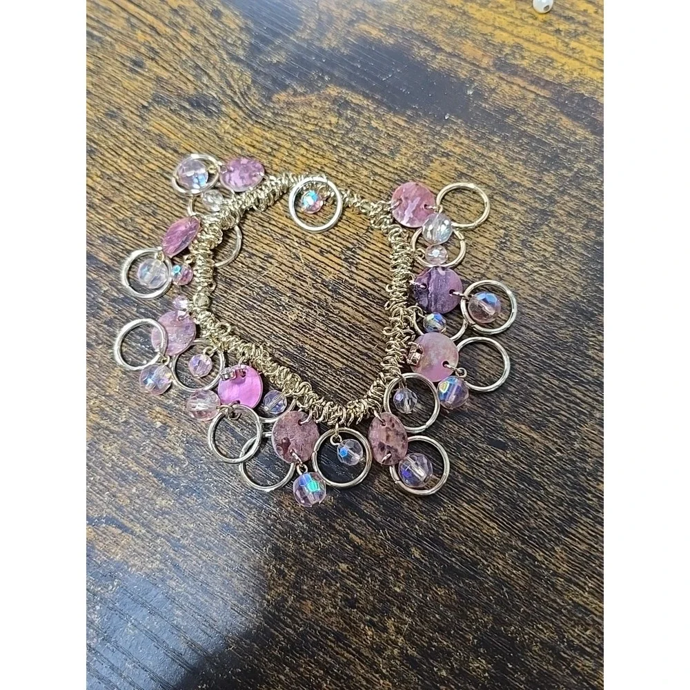 Cookie Lee Pink Charm‎ Rhinestone Bracelet